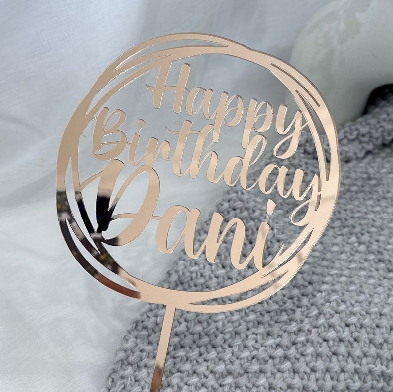 Circle Frame Name Acrylic Cake Topper