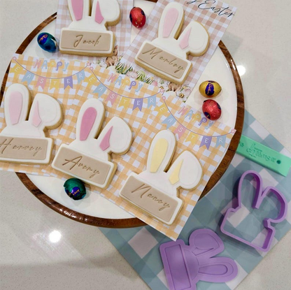 Bunny Ears with Name Plaque Stamp & Cutter