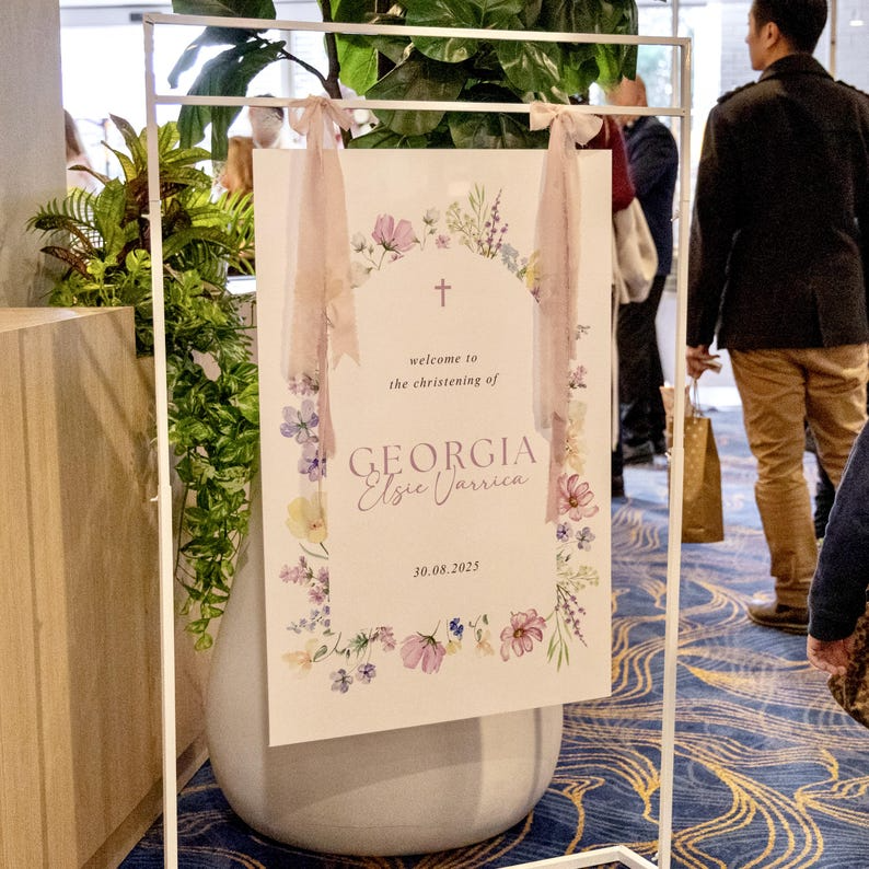 Wildflower Baptism Welcome Sign