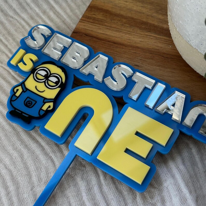 Yellow Character First Birthday Cake Topper