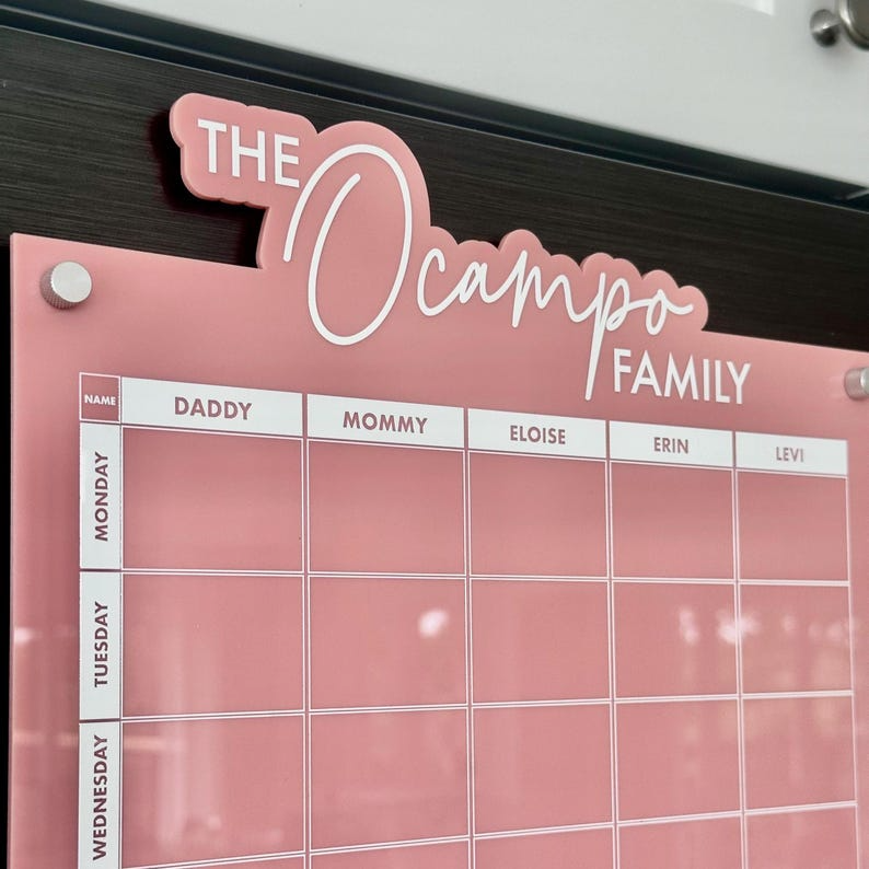 Personalised Fridge Mounted Weekly Family Planner