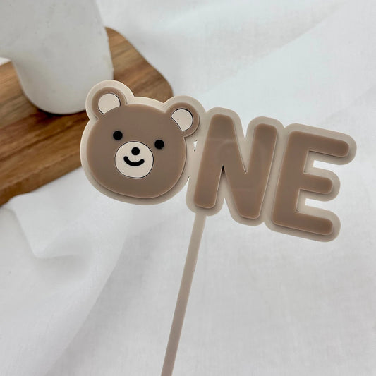 Teddy Bear First Birthday One Cake Topper