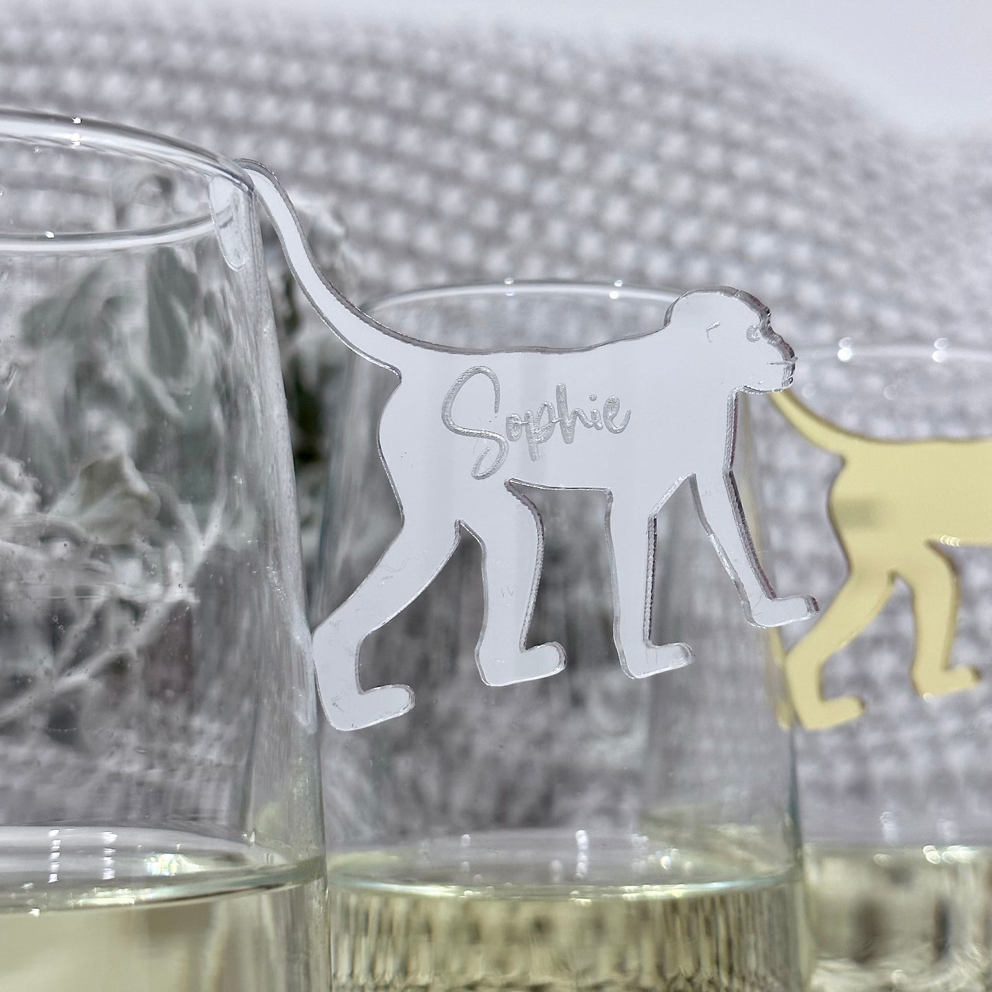 Monkey Acrylic Drink Tag | Personalised Place Card Champagne Cocktail Charm Silver Gold Wedding Engagement Hens Birthday Animal Zoo Theme