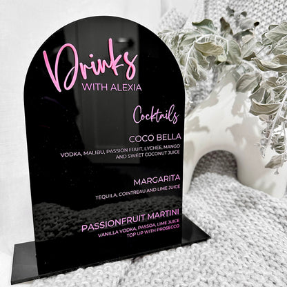 Custom Acrylic Bar Menu