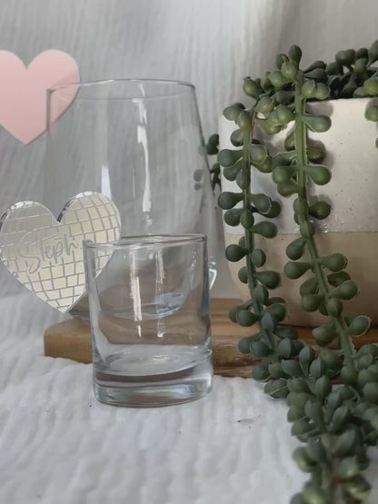 Heart Shaped Disco Ball Acrylic Drink Tag