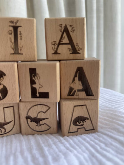 Engraved Wooden Building Blocks