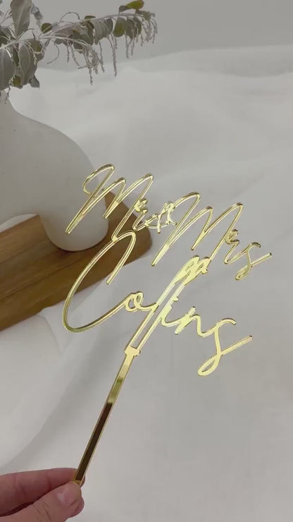Mr & Mrs Name Custom Cake Topper