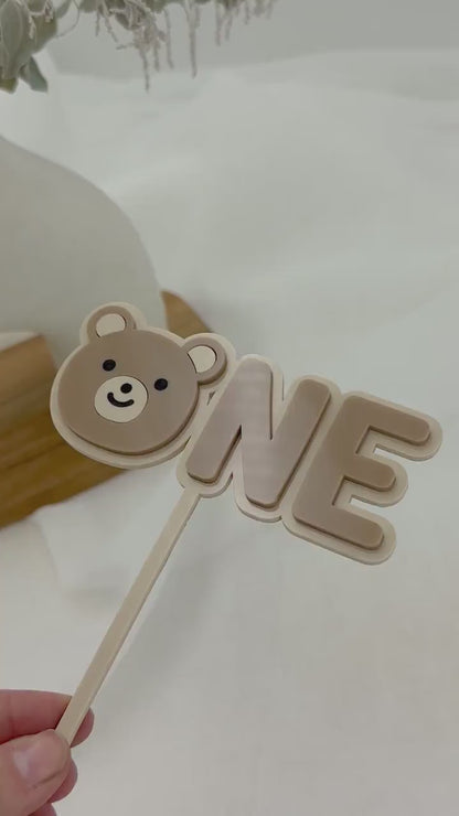Teddy Bear First Birthday One Cake Topper
