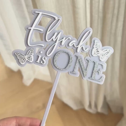 Butterfly Fairy First Birthday Custom Acrylic Cake Topper