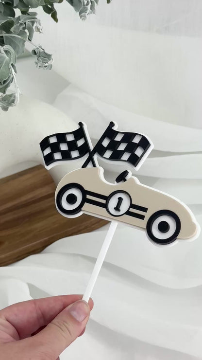 Classic Race Car Acrylic Cake Topper