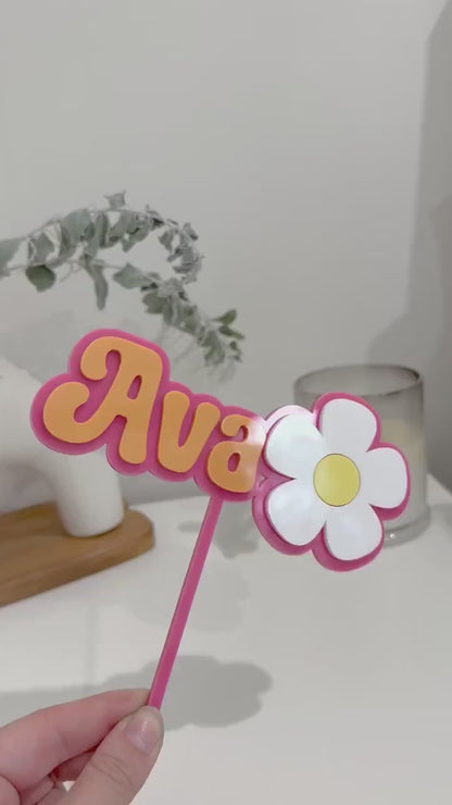 Groovy Daisy Name Cake Topper