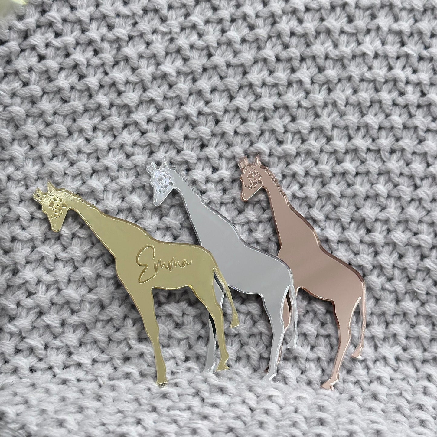 Giraffe Acrylic Drink Tag | Personalised Place Card Champagne Cocktail Charm Silver Gold Wedding Engagement Hens Birthday Animal Zoo Theme